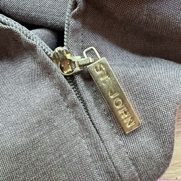 St. John Drawstring Track Jacket Viscose And Wool Olive Green Size Medium - Picture 5 of 12